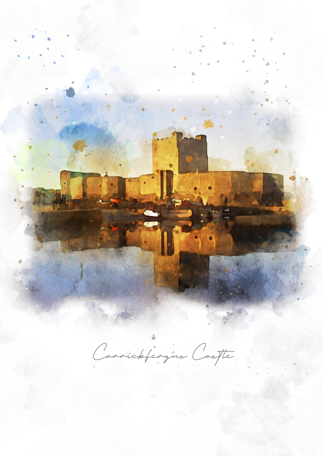 Carrickfergus Castle - County Antrim - Digital Watercolour