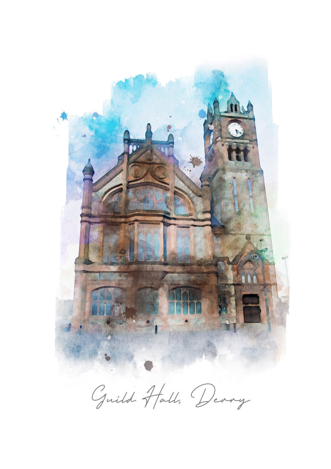 Guild Hall - Derry / Londonderry - Digital Watercolour